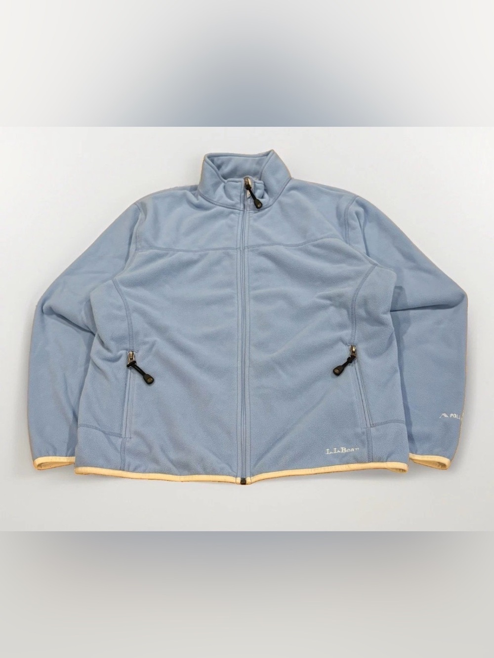 Vintage LL Bean Women's Polartec Full Zip Sweatshirt Light Blue Size Medium